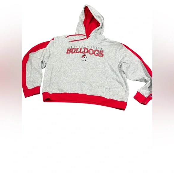 Vintage University of Georgia bulldog Champion White and Red sweatshirt hoodie - Picture 6 of 8